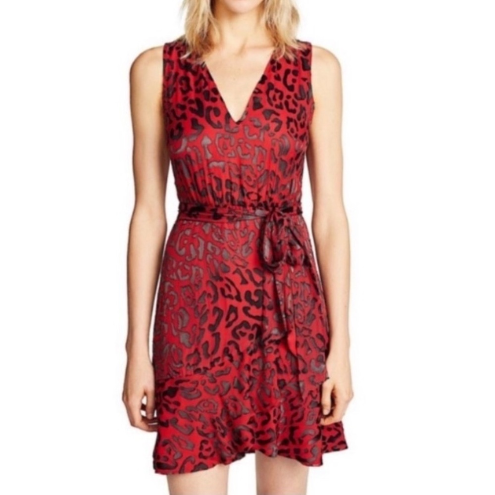 ALICE + OLIVIA Brooks Red Silk Leopard Print Mini Dress Size 0